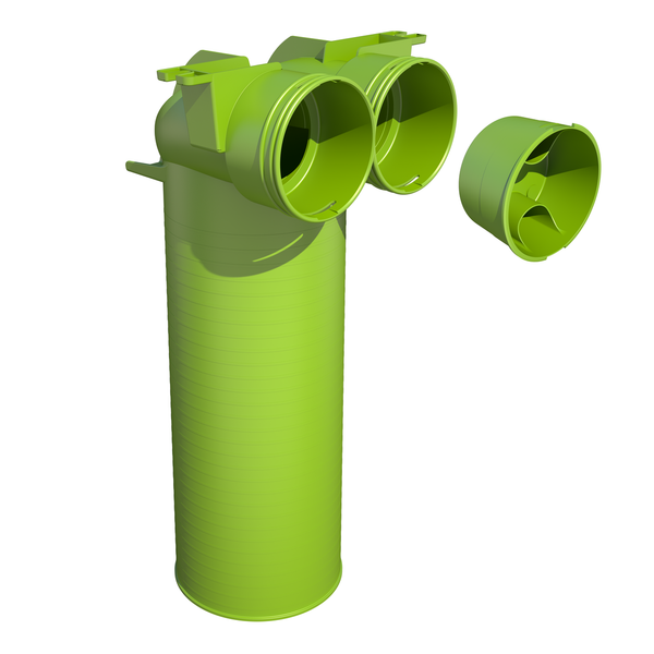 Luftdonsadapter AE34C 125mm 90° dubbel